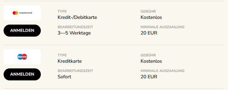 FatFruit Casino Auszahlungsmethoden